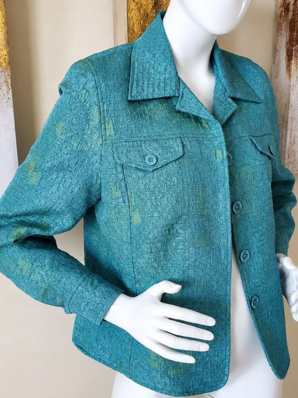 Rafael Essential Women's Green Textured Blazer/Jacket SZ 12